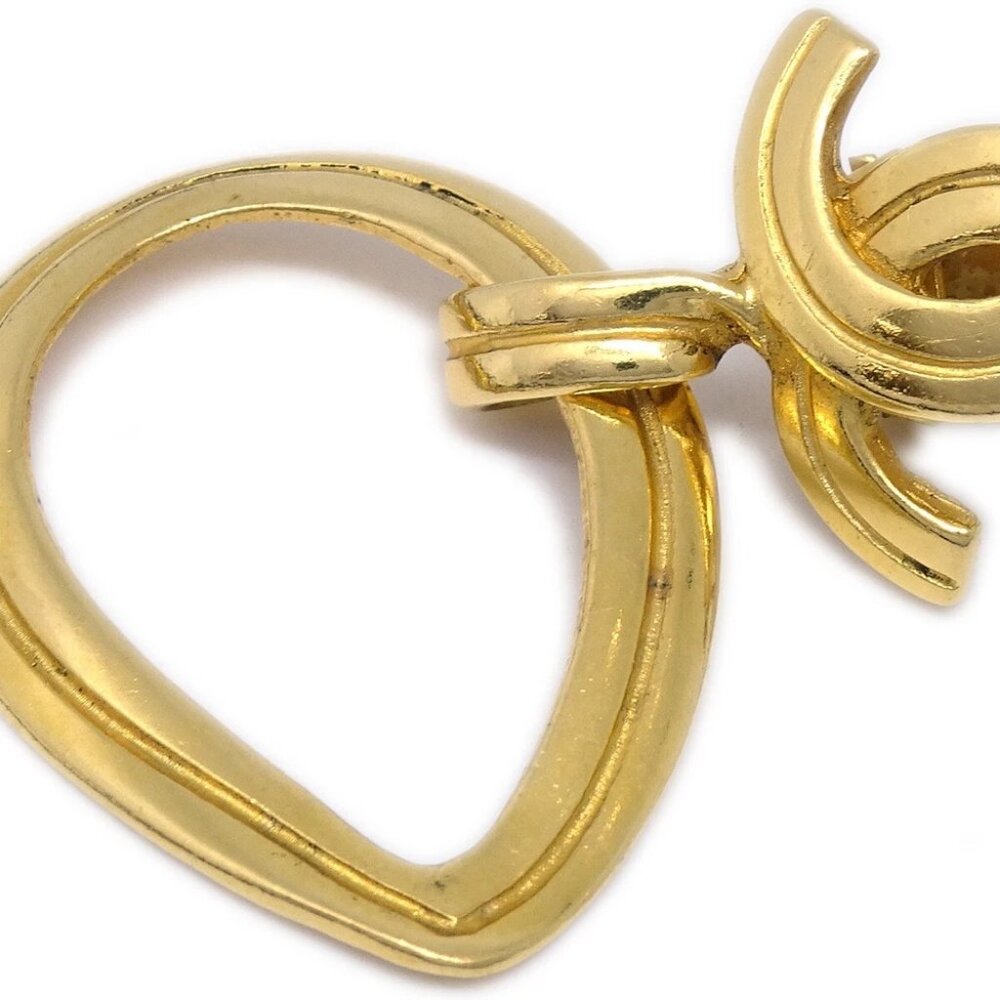 Chanel Dangle Hoop Earrings Gold Clip-On 96P - Picture 2 of 4
